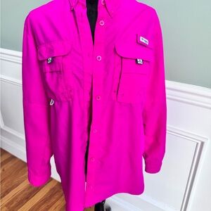 Columbia Bright Pink Mesh-Lined Outdoor Shirt